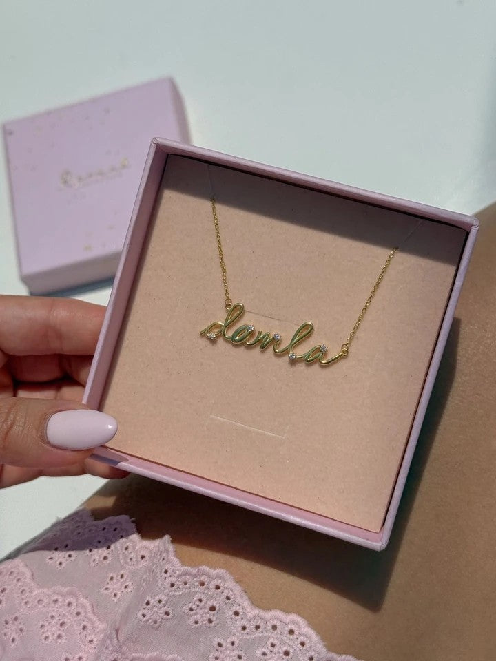 Personalized Stone Name 925 Silver Necklace