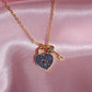 Navy Key Heart Necklace
