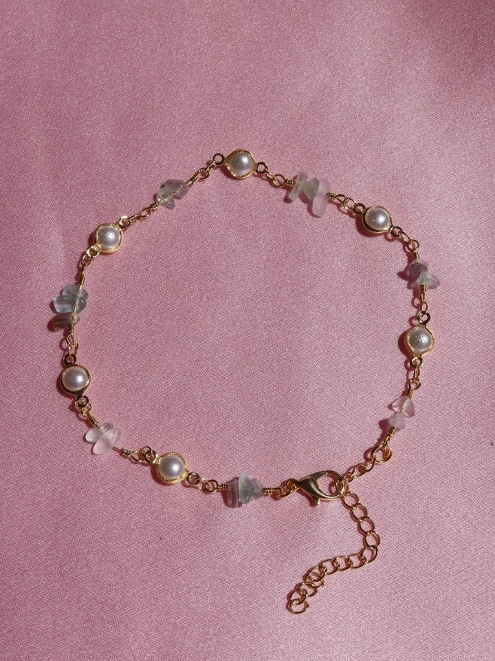 Pearl And Broken Stone Anklet