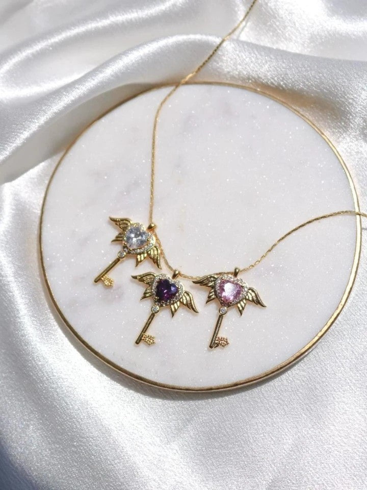 Sailor Moon Heart Wings Key Necklace