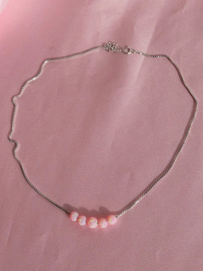 Elina Mermaid Form Pink Opal 925 Silver Necklace