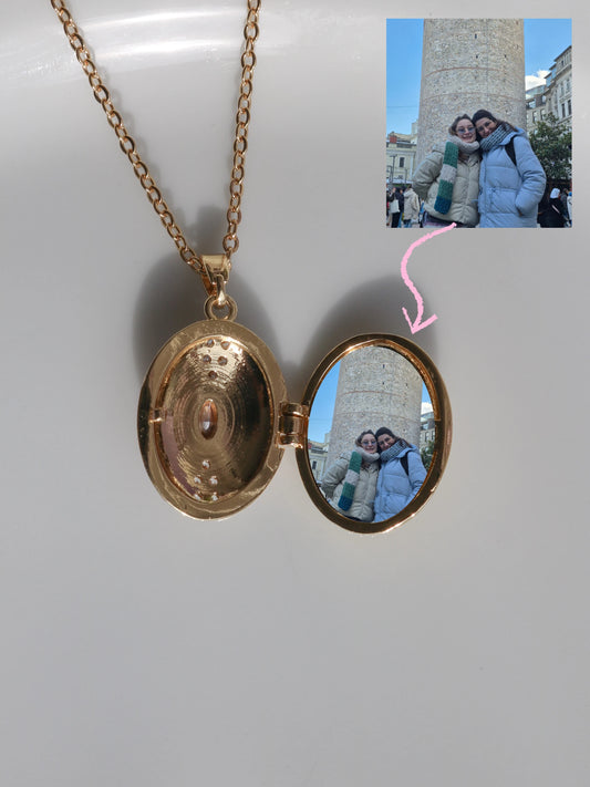 White Serenity Gem Personalized Photo Locket Necklace