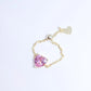 Heart Chain Ring Pink 925 Sterling Silver