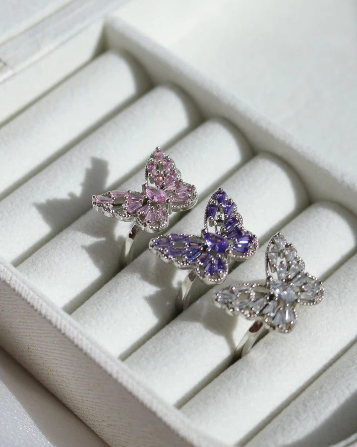 Baguette Stone Butterfly Ring