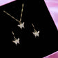 Minimal Zircon Butterfly Necklace Earring Set