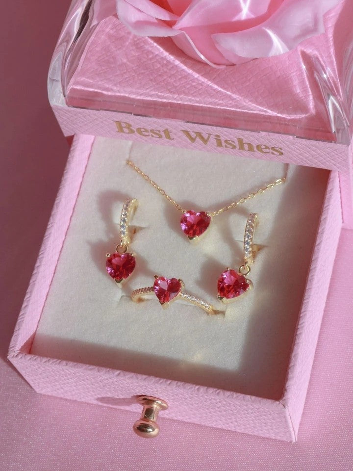 Aurora 925 Sterling Silver Necklace - Earring - Ring - Set