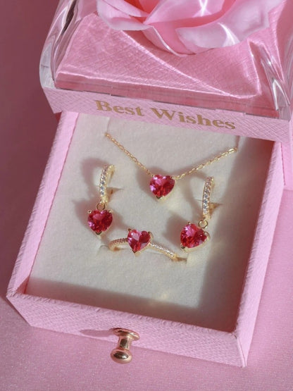 Aurora 925 Sterling Silver Necklace - Earring - Ring - Set