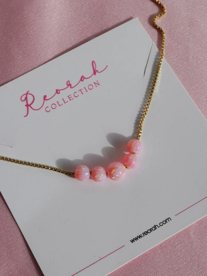 Elina Mermaid Form Pink Opal 925 Silver Necklace