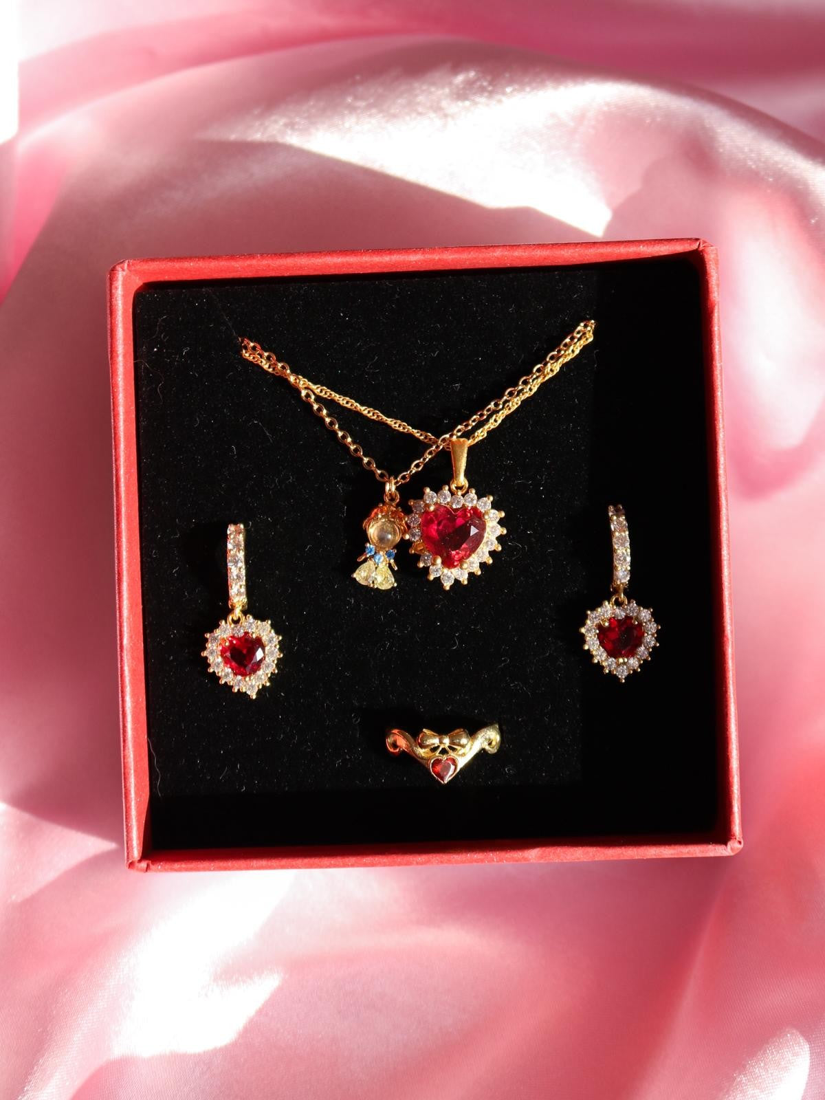 Snow White Necklace, Earrings, Ring Jewelry Set