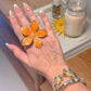 Orange Floral Grace Ring And Bracelet Set