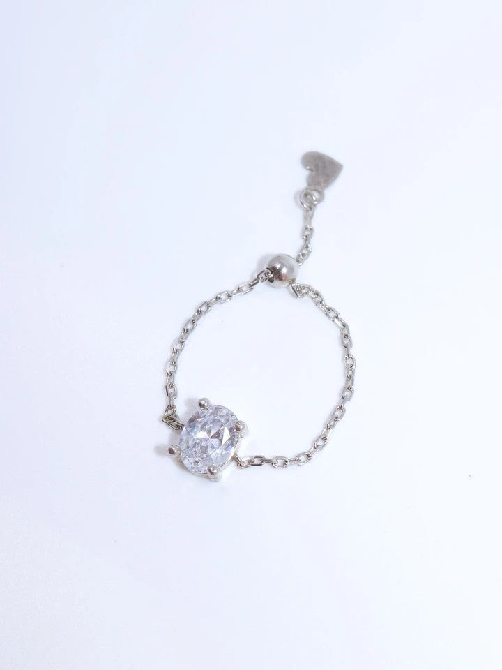 Oval Chain Ring White 925 Sterling Silver