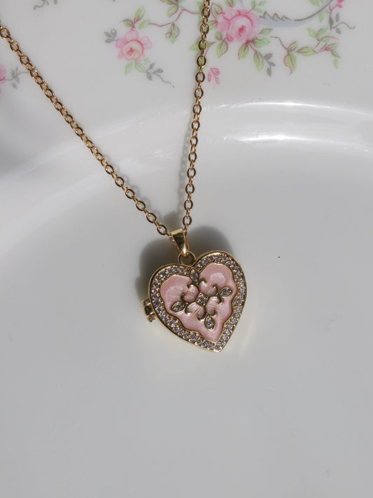 Pink Timeless Heart Personalized Photo Locket Necklace