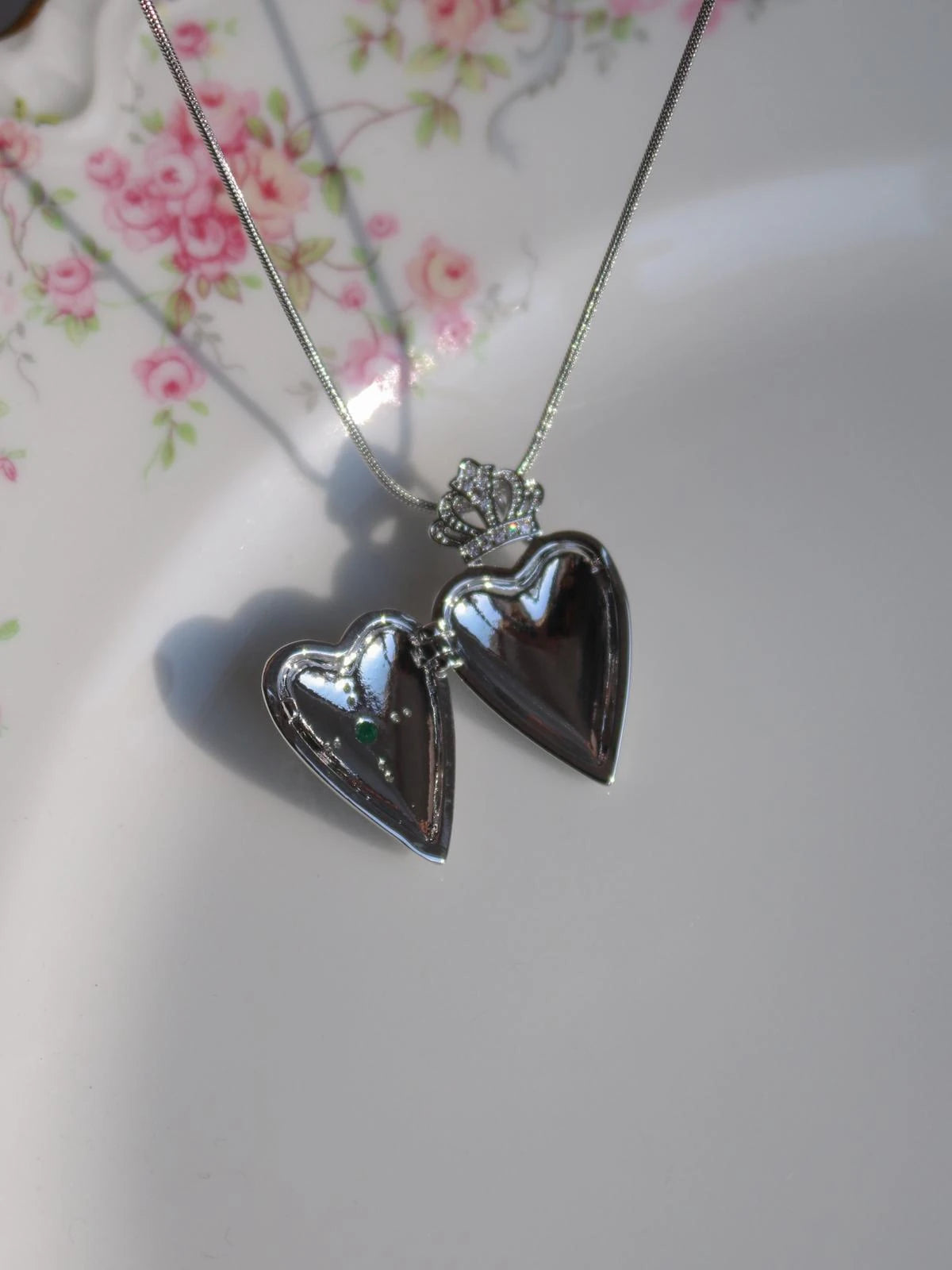 Queens Heart Crown Personalized Photo Locket Necklace