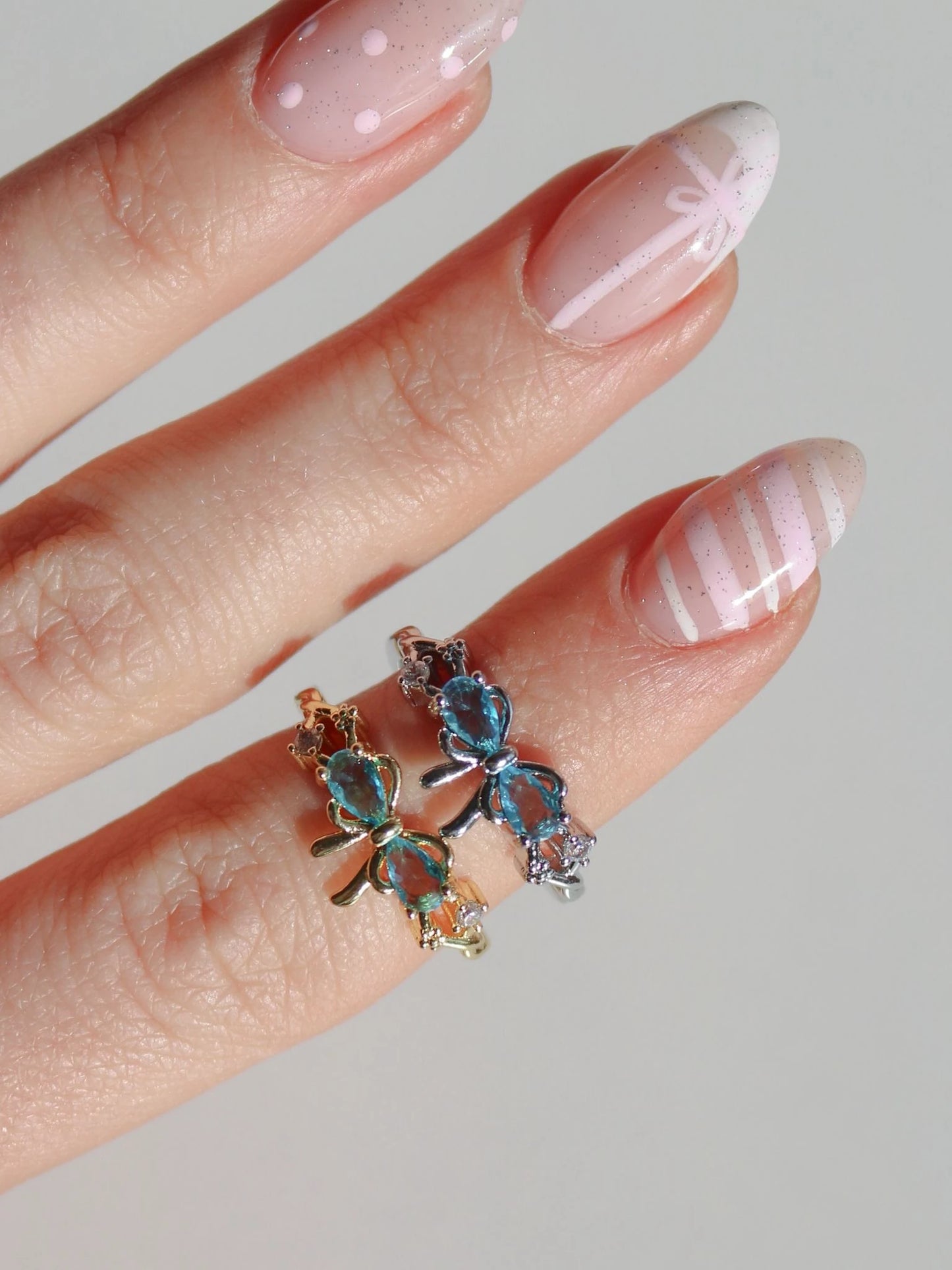Blue Bow Shine Ring