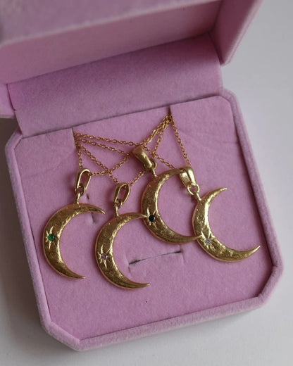 The Moon Necklace - Steel Chain
