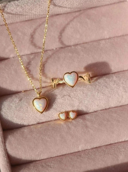 Heartbeat Opal Heart 925 Silver Ring