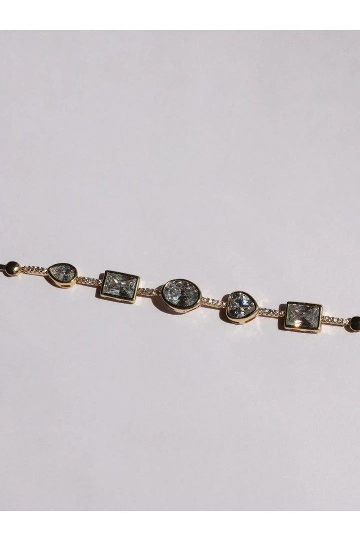 Steel Bracelet With Large Mixed Cut Stones