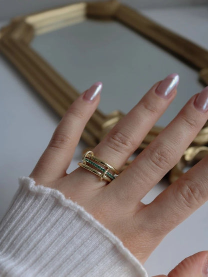 Green Multiple 925 Silver Ring