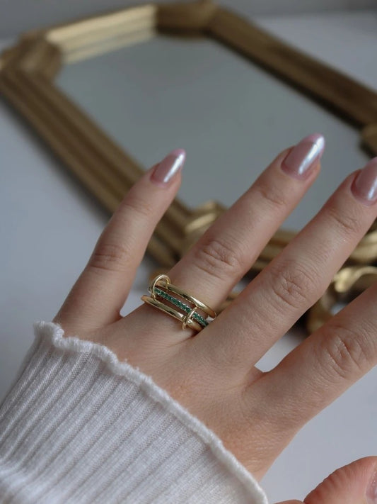 Green Multiple 925 Silver Ring