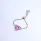 Heart Chain Ring Pink 925 Sterling Silver