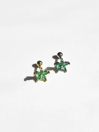Green Flower Piercing 925 Silver