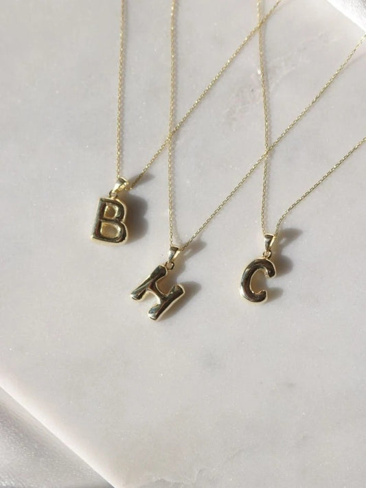 Bubblegum 925 Silver Letter Necklace