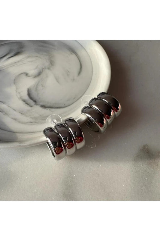 Triple-Look Hoop Stud Earrings