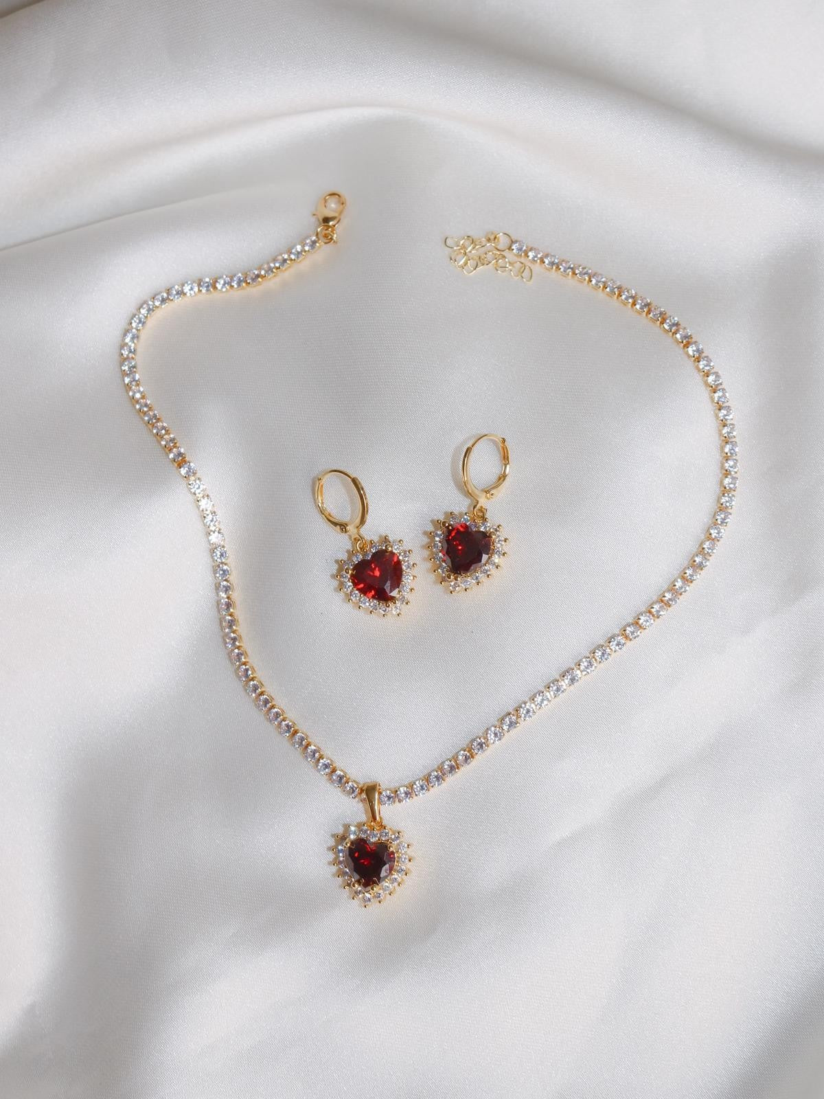 Royal Heart Choker Necklace and Earring Set
