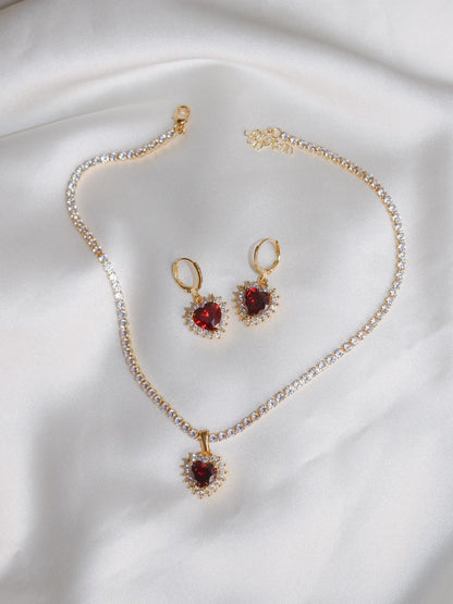 Royal Heart Choker Necklace and Earring Set
