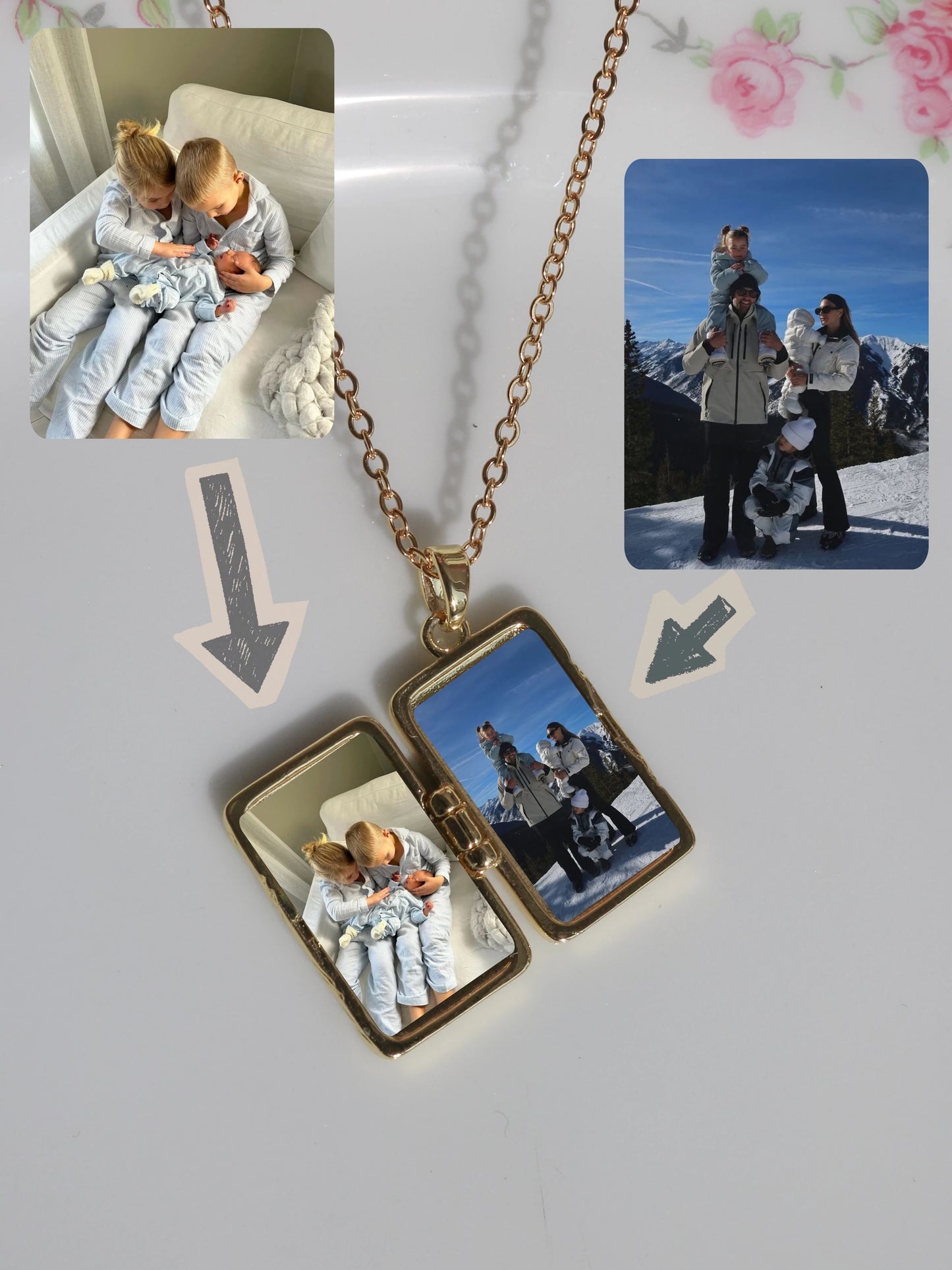 Golden Sun Book Of Memories Personalized Photo Locket Necklace