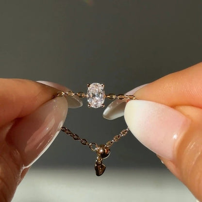 Oval Chain Ring White 925 Sterling Silver