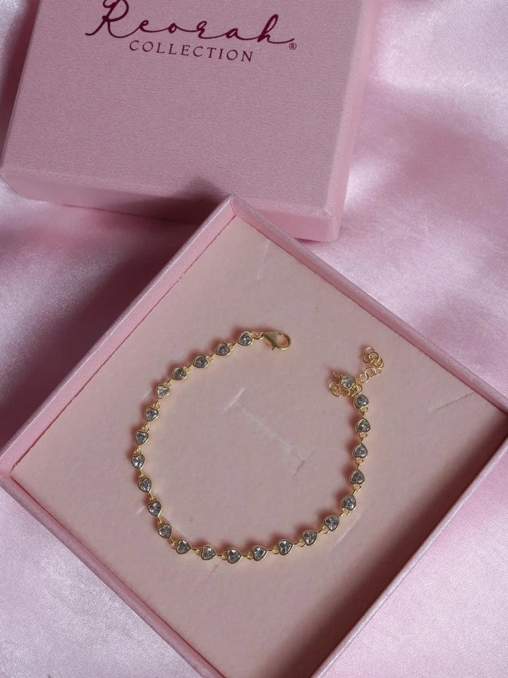 Tiny Heart Gleam 925 Silver Bracelet