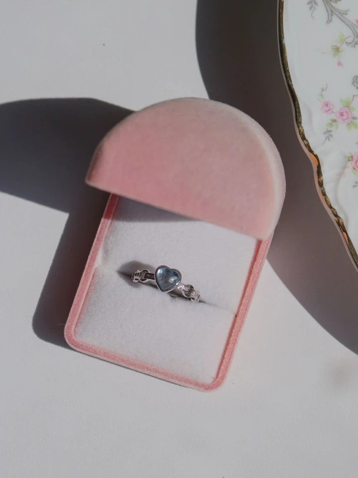 Blue Natural Stone Heart Ring