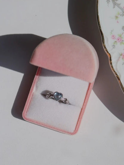 Blue Natural Stone Heart Ring