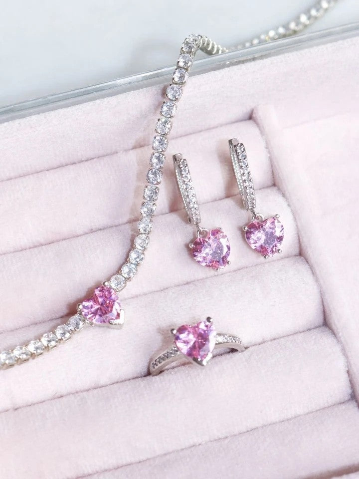 Pink Princess Choker Earring Ring Set
