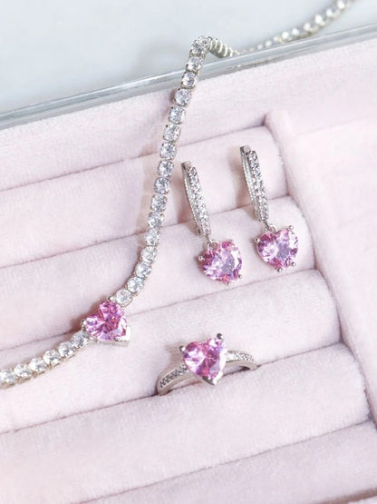 Pink Princess Choker Earring Ring Set