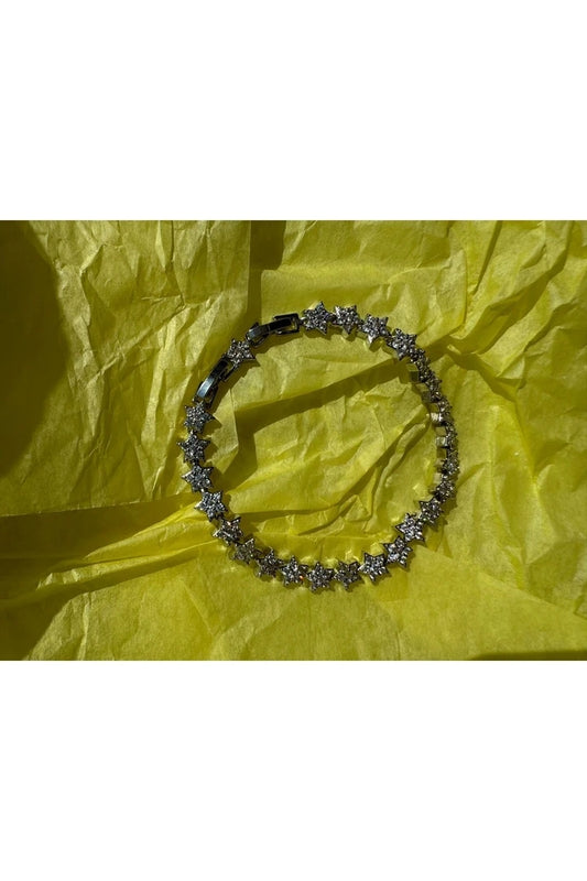 White Zircon Stone Star Waterway Bracelet - Silver