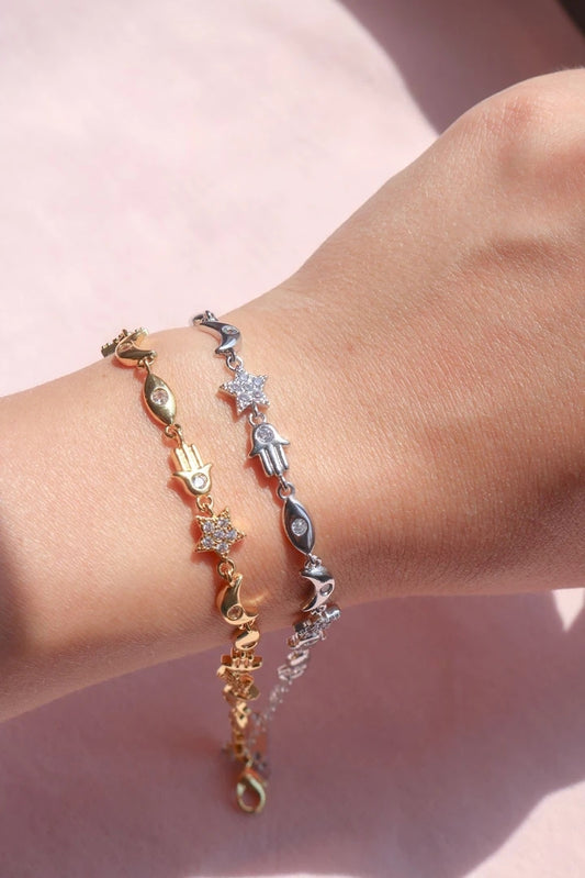 White Fatimas Starry Hand Bracelet