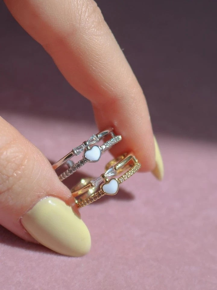 White Heart Ring