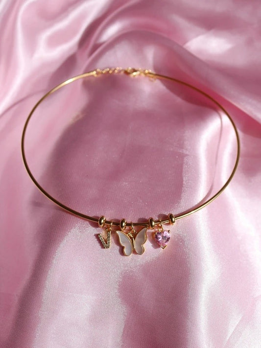 Butterfly Heart Hoop Necklace