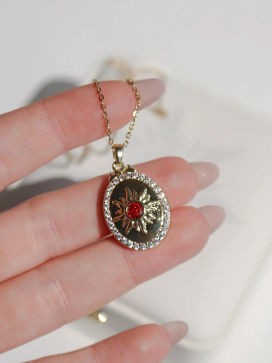 Solar Flame Personalized Photo Locket Steel Necklace