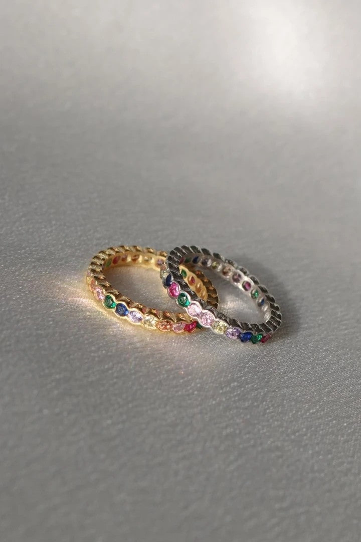 925 Sterling Silver Ring With Colorful Zircon Stone