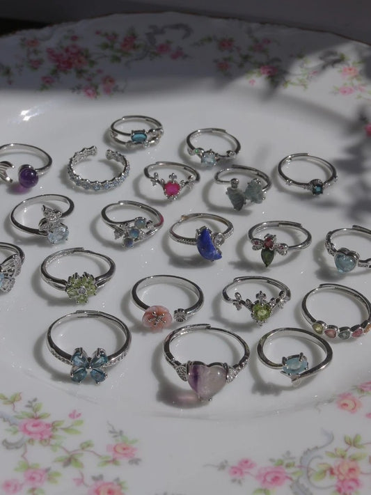 Blue Natural Stone Heart Ring