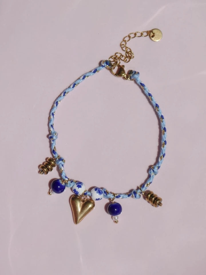 Porcelain Bead Macrame Steel Bracelet