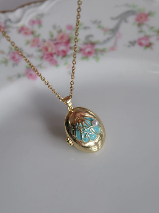 Blue Ocean Treasure Personalized Photo Locket Necklace