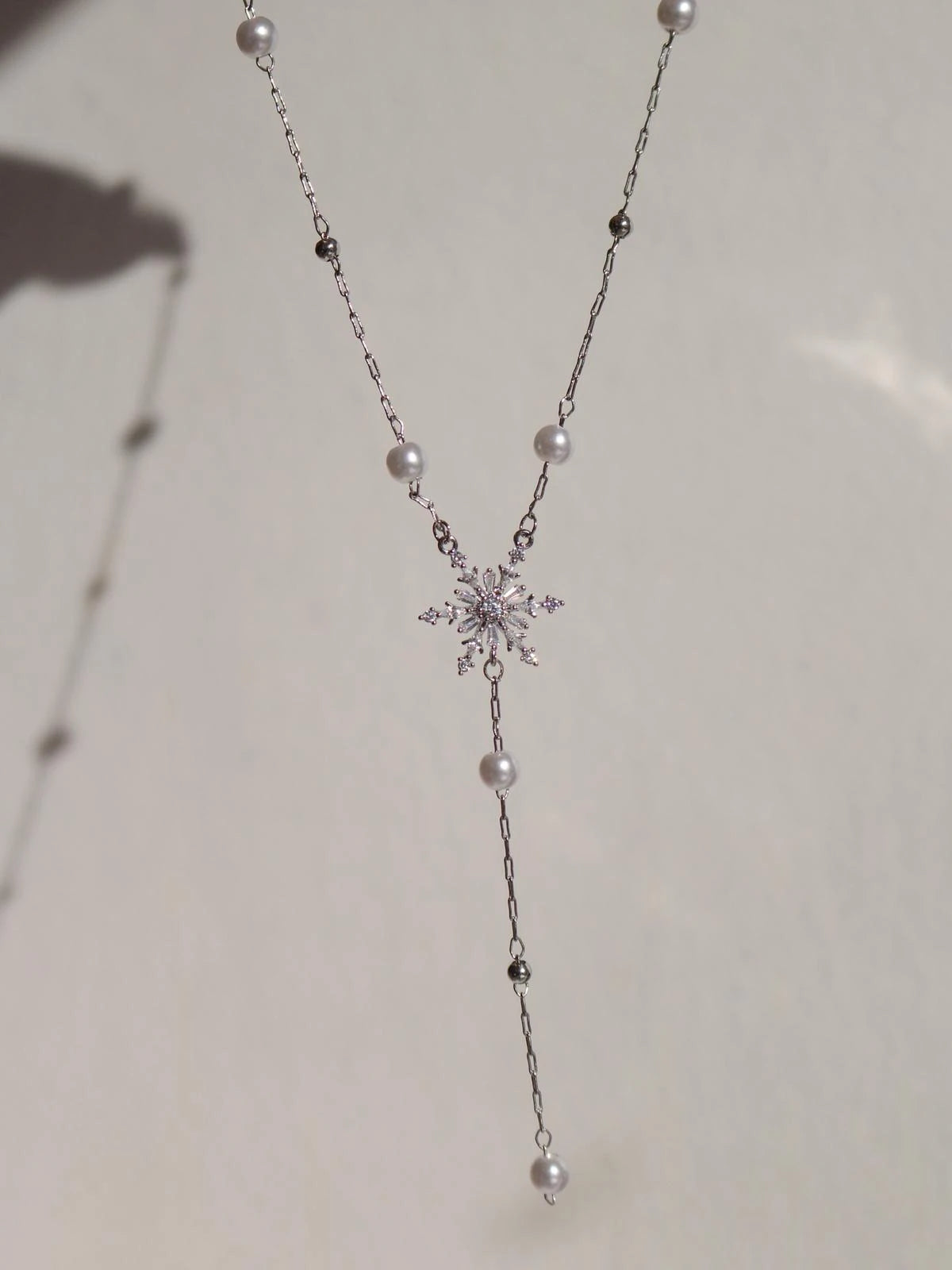 Frozen Snowflake Y Necklace