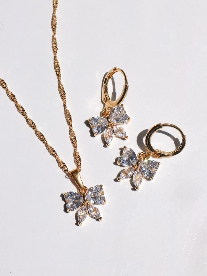 Perfect Ribbon Necklace, Earrings Set