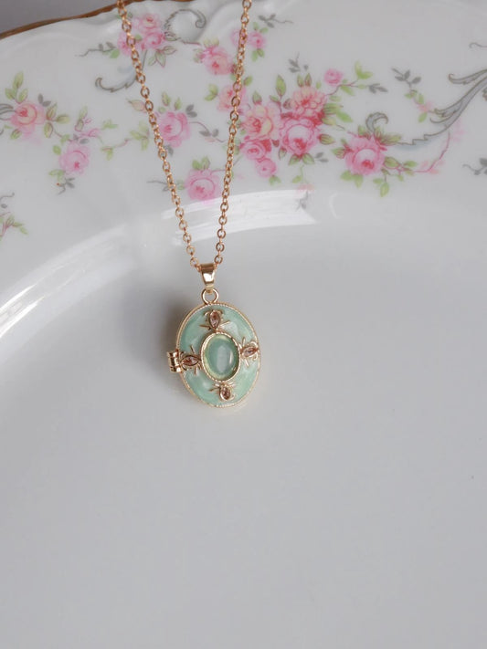 Turquoise Crimson Glow Personalized Photo Locket Necklace