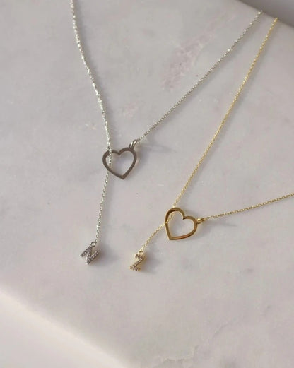 Letter Necklace Through The Heart 925 Silver
