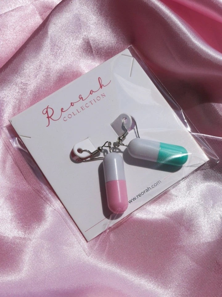 Pill-Shaped Lipstick Earrings